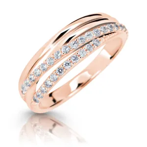 Cutie Jewellery Trblietavý prsteň z ružového zlata Z6716-3352-10-X-4 49 mm