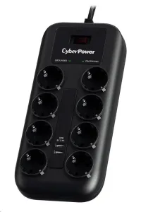 CyberPower Surge Buster™ 8 zásuviek, 2xUSB, 1.8m, German, New
