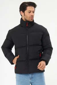 D1fference Men's Black Inner Lined Waterproof And Windproof Inflatable Winter Coat