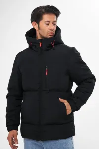 D1fference pánsky čierny hrubý vnútorný lemovaný vodný a vetruodolný nafukovací zimný kabát