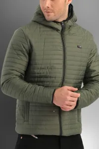 D1fference Pánsky khaki zimný kabát s kapucňou, vodeodolný a vetruodolný. Vnútorná podšívka