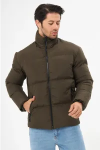 D1fference Men's Khaki Inflatable Winter Coat With Inflator Lined, Water And Windproof