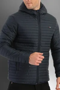 D1fference Men's Navy Blue Hooded Winter Coat With Inner Lined Waterproof And Windproof