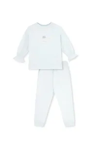 Dagi Light Blue Print Detailed Long Sleeve Crew Neck Pajama Set #8713159