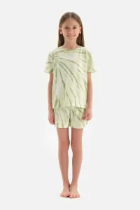 Dagi Light Green Meter Printed Short Sleeve T-Shirt Shorts Pajama Set #7574298