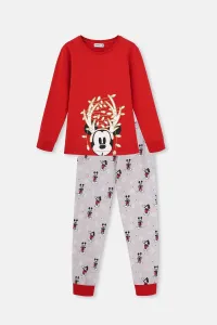 Dagi Red crewneck long sleeve mini printed undergraduate pajamas set