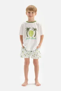 Dagi White Boy's Palm Tree Printed Pajama Set with Shorts