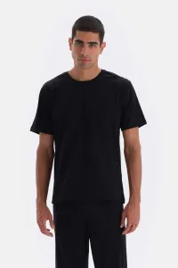 Dagi Black Bis Neck Supima Cotton Short Sleeve T-Shirt