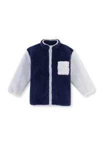 Dagi Navy Blue Pocket Detailed Unisex Sherpa Sweatshirt #8959624