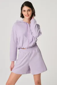 Dagi Women's Lilac Front Zipper Hooded Sweatshirt