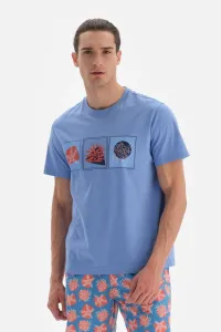 Tričko s výstrihom do O-Neck s modrou potlačou Dagi #6114798