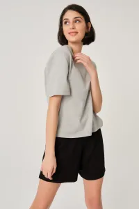 Dagi Women's Gray Melange Modal Padded Short Sleeve T-shirt