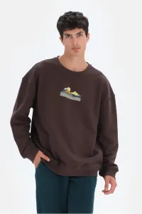 Dagi Men's Dark Brown Mountain Printed Sweatshirt