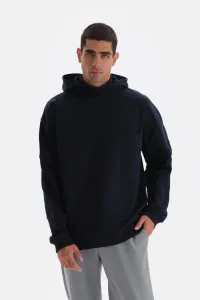 Dagi Navy Blue Pocket Detailed Hooded Sweatshirt