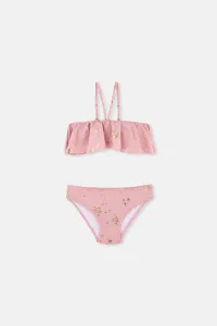 Dagi Pink Foiled Strapless Bikini Set