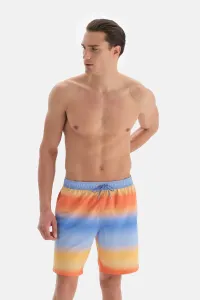Dagi Blue - Orange Gradient Pattern Long Beach Shorts