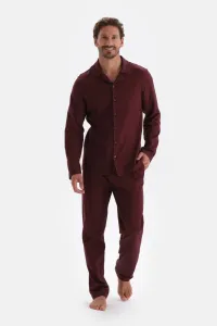 Dagi Claret Red Microprint Printed Shirt Pants Pajamas Set