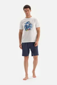Dagi Ecru Crew Neck Printed Six Shorts Pajamas Set #7564063
