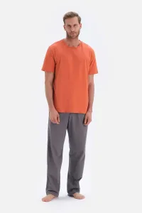 Dagi Orange Short-Sleeve Basic Knitted Pajamas Set #5913945