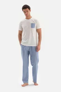 Dagi White Biscollar Pocket Pajama Set