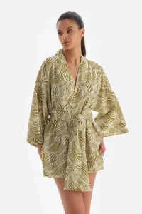 Dagi Green-White Cotton Kimono #8146449