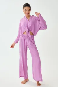 Dagi Women's Lilac Crinkle Trousers Pareo #7574310
