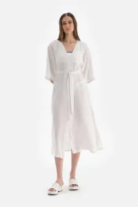 Dagi White Linen Long Kimono #8141533