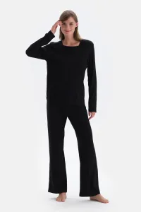 Dagi Black Collar Detailed Long Sleeve Knitted Pajamas Set #7845177
