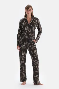 Dagi Dark Brown Meter Printed Shirt Trousers Pajama Set