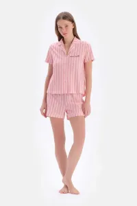 Dagi Light Pink Striped Modal Shorts Pajamas Set