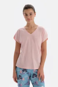Dagi Light Pink V-Neck Short Sleeve Pajama Top