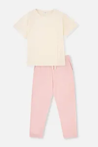 Dagi Ecru Short Sleeve Jogger Knitted Pajamas Set #7236110