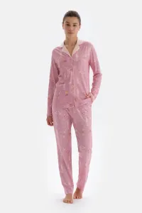 Dagi Pink Printed Shirt Pants Pajamas Set