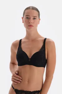Dagi Black Padded Bra With Lace And Accessory Detail