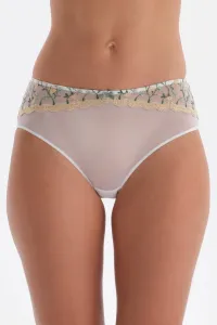 Dagi Ecru Floral Embroidery Detail Hipster Panties