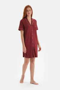 Dagi Brown Piping Detailed Knitted Viscose Nightgown