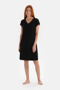 Dagi Black Short Sleeve Lace Detailed Nightgown
