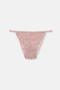 Dagi Soft Pink Fabric And Lace Detailed Brazilian Panties #8714589