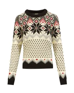 Dale of Norway Vilja Womens Knit Sweater Black/Off White/Red Rose L Sveter