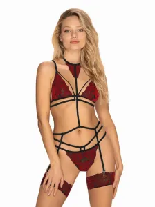 Sugestina 3-Piece Suspender Set - Black/RedS/M