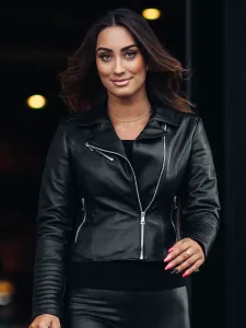 Dámska kožená bunda z pravej kože čierna, Veľkosť  XL