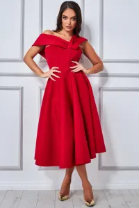 Červené midi šaty s áčkovou sukňou Veľkosť: XL