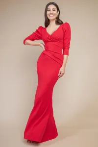 Červené priliehavé šaty s nariasenými rukávmi Veľkosť: XXL