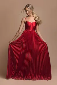 Červené spoločenské šaty s plisovanou sukňou Veľkosť: M