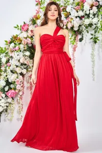 Červené spoločenské šaty s viazaním Veľkosť: XL