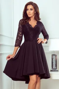 Čierne asymetrické šaty s čipkou Veľkosť: 4XL