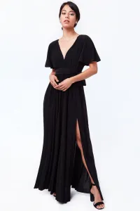 Čierne dlhé spoločenské šaty s voľnými rukávmi Veľkosť: S