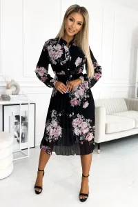 Čierne kvetinové midi šaty Veľkosť: UNI