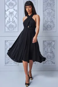 Čierne midi šaty na viazanie Veľkosť: L
