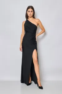 Čierne priliehavé šaty s rozparkom Veľkosť: M